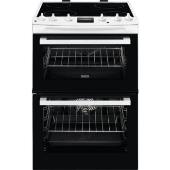 Zanussi ZCV66078WA 60cm Electric Double Oven with Ceramic Hob - White - A/A Rated
