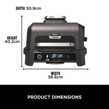 Ninja OG850UK Woodfire XL Electric BBQ Grill & Smoker - Black/Grey