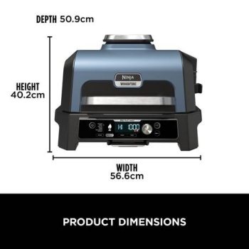 Ninja OG901UKSTANDKIT Woodfire Pro Connect XL Electric BBQ Grill & Smoker with Stand- Black/Blue