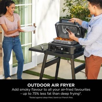 Ninja OG901UKSTANDKIT Woodfire Pro Connect XL Electric BBQ Grill & Smoker with Stand- Black/Blue